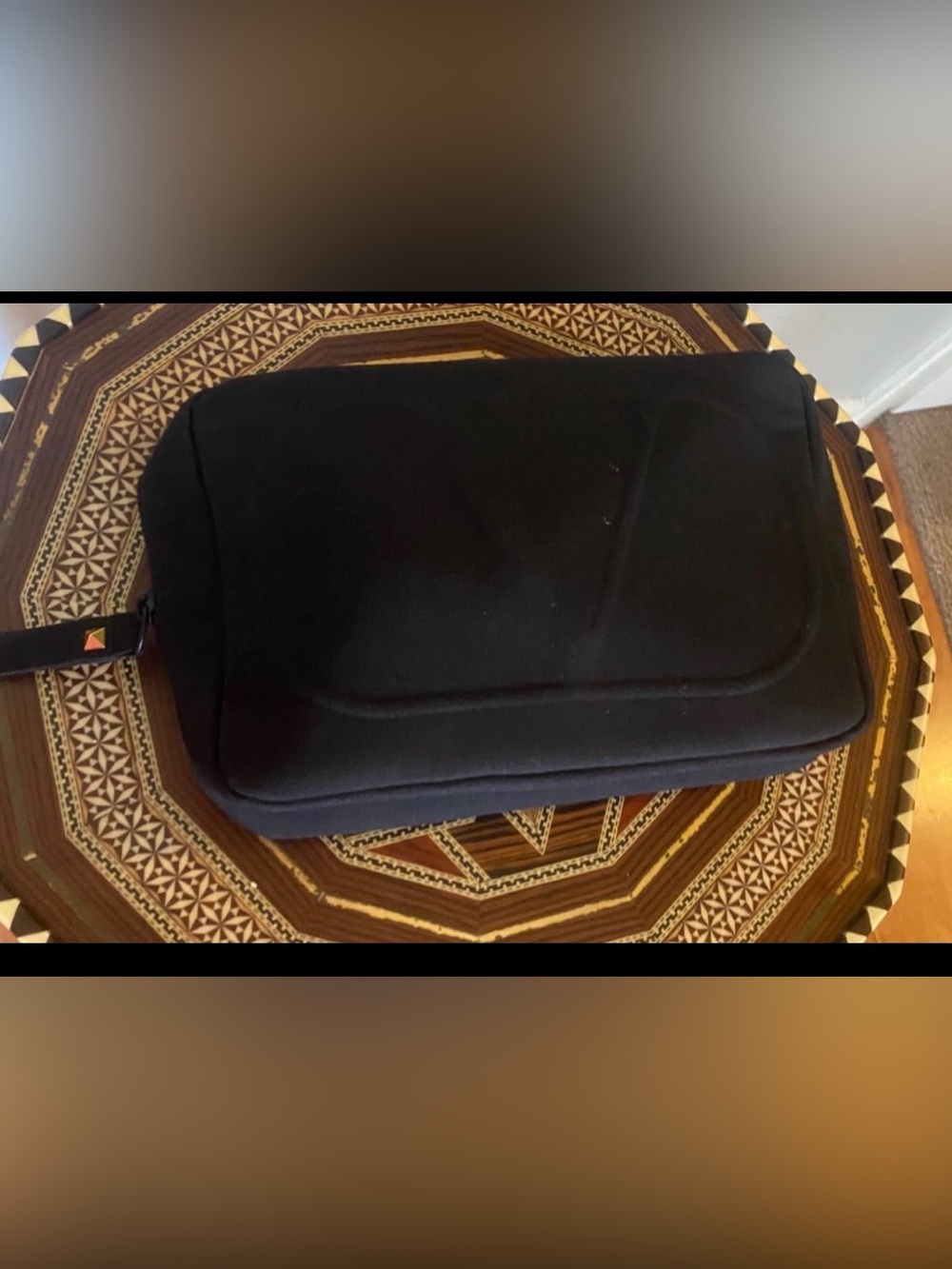 Black Valentino beauty case Dopp bag with signature V charm -NEW